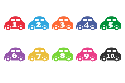 車と数字のイラスト