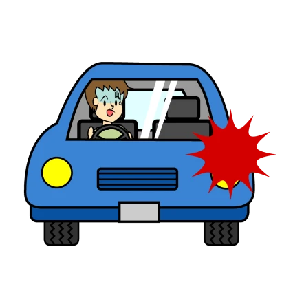 自動車の交通事故で青ざめる男性のイラスト