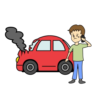 交通事故をして電話する運転手のイラスト