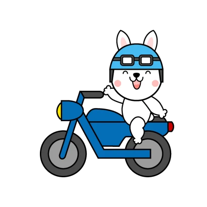 バイクに乗るウサギのイラスト