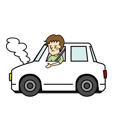 故障した車に困るドライバーのイラスト