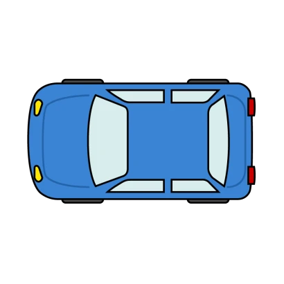 上から見た青い自動車のイラスト