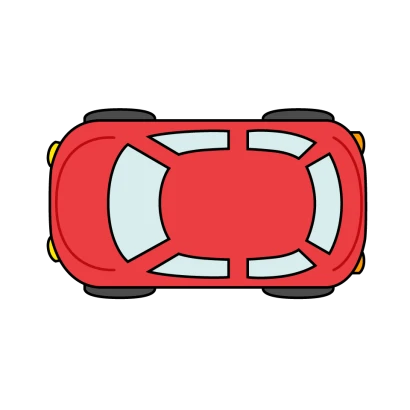 上から見た丸みのある車のイラスト