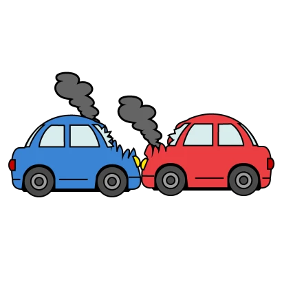 正面衝突事故の車のイラスト