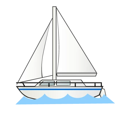 海のセーリングクルーザーのイラスト