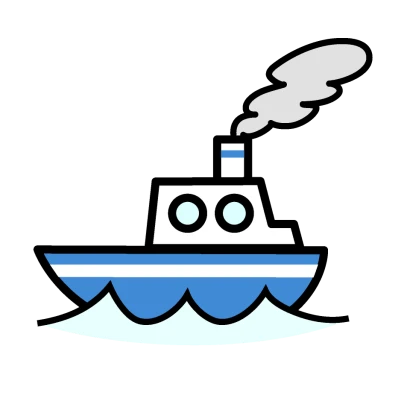海のかわいい船のイラスト