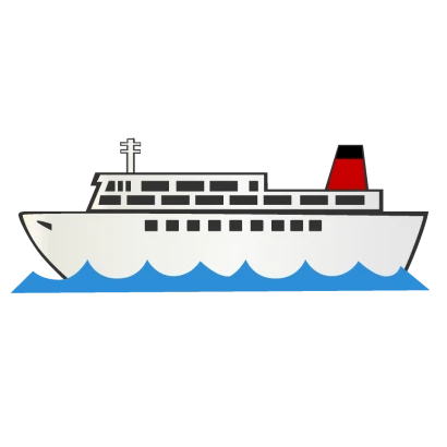 海の中型フェリーのイラスト