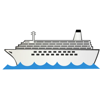 海の大型フェリーのイラスト