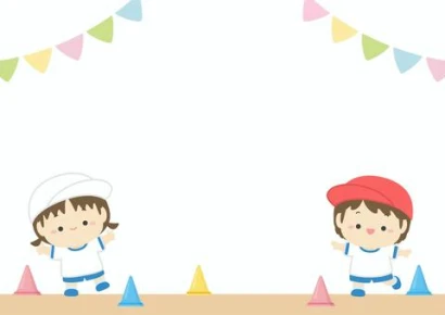 秋の運動会の子供たちのフレーム背景素材7