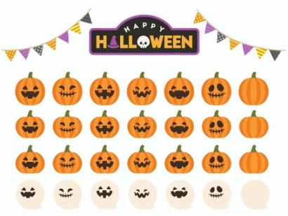 ハロウィンのかわいいイラストのセット04