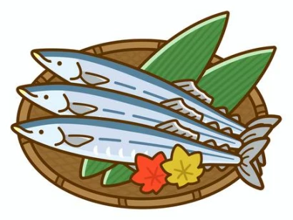 秋刀魚（さんま）、秋の味覚のイラスト素材