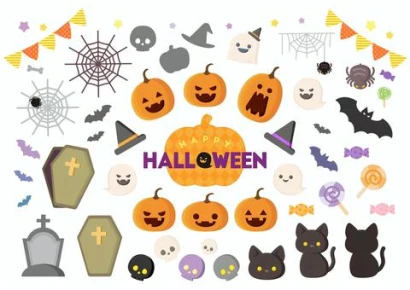 ハロウィンのかわいいイラスト素材セット2