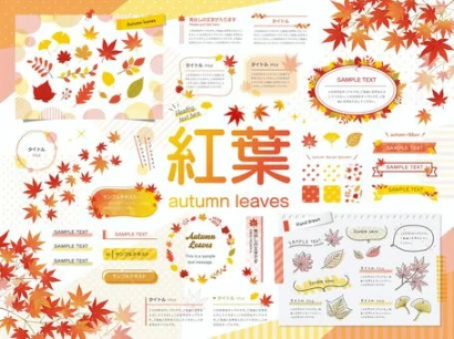 オシャレポップな紅葉のあしらいセット
