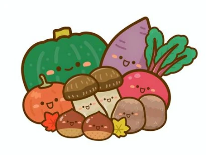 秋の味覚のかわいい野菜いろいろ