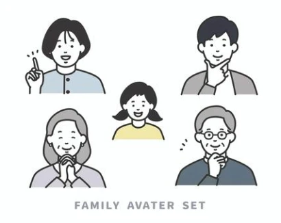 ポジティブな表情　様々な世代の家族
