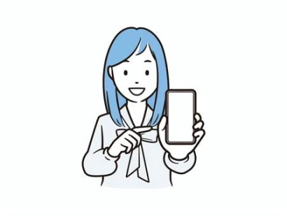スマホの画面を指差すOL-b