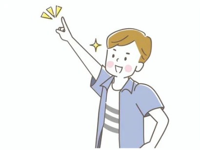 笑顔で指差しをする男性