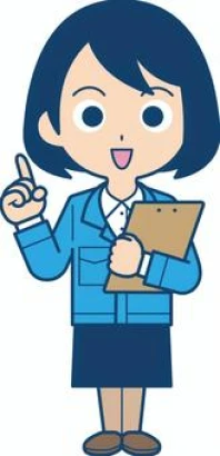 指差しする事務員の女性