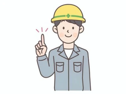 指差しする建設作業員男性_安全ヘルメット