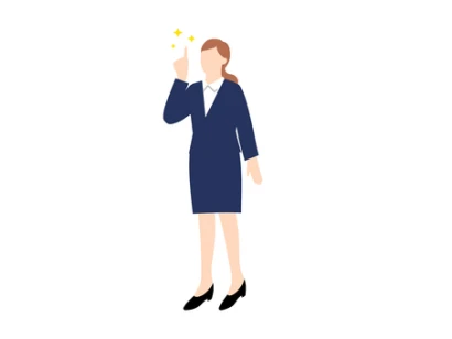 指を差して思いつく女性の全身イラスト