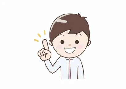 指差しポーズの会社員シャツ姿