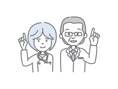 男女ドクター指差し