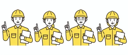 ポイントポーズ作業員の男女4人B（黄色）