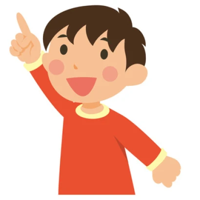 左上を指差す男の子