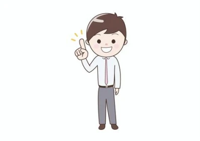指差しポーズの会社員シャツ姿