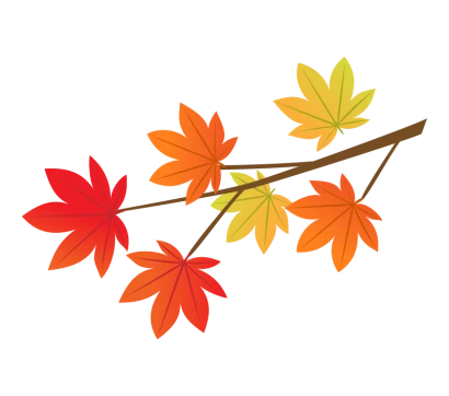紅葉したもみじの葉と枝のイラスト