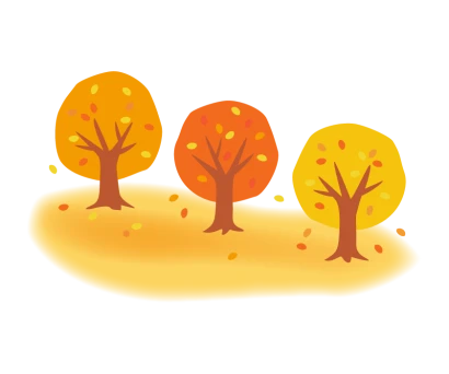 紅葉した木の並木道のイラスト