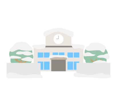学校（冬）のイラスト