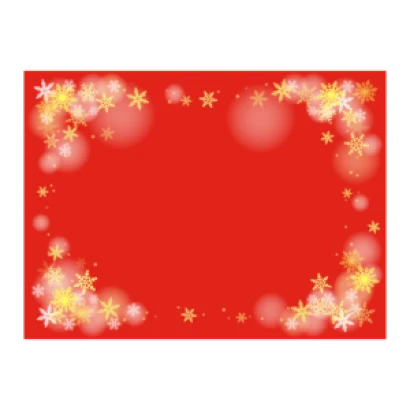雪の結晶の赤背景の四角いフレーム・枠イラスト