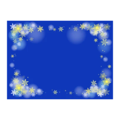 雪の結晶の青背景の四角いフレーム・枠イラスト