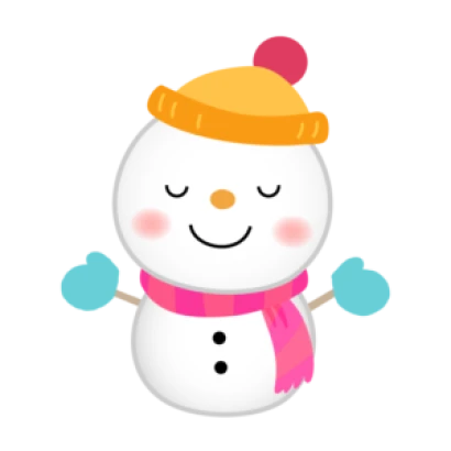 ピンクのマフラーを巻いた雪だるまのイラスト