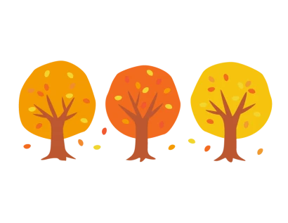 紅葉した3本の木のイラスト