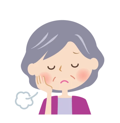 悩んでいるおばあさんの顔イラスト