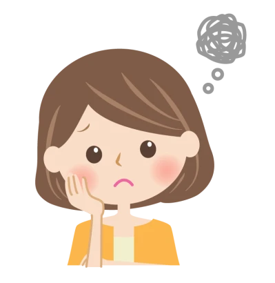 頬杖をつき思い悩む女性の顔のイラスト