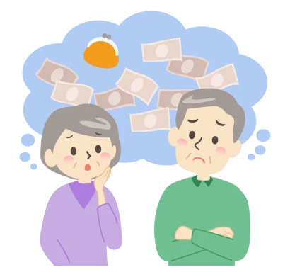 お金に悩むシニア夫婦のイラスト