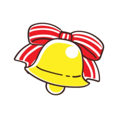 赤いリボンのついたクリスマスベルのイラスト