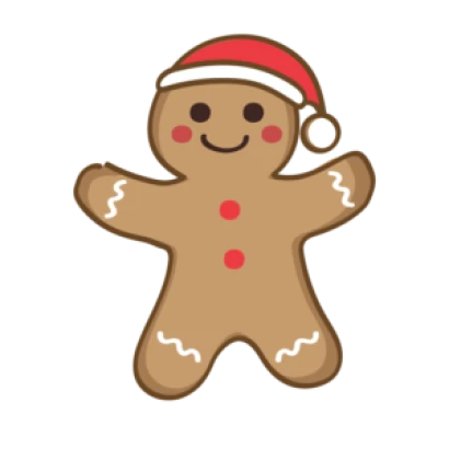 クリスマス・サンタ帽のジンジャーブレッドマンのイラスト