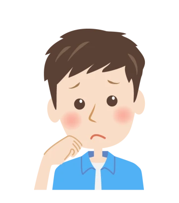 頬杖をついて考えている男性の顔のイラスト