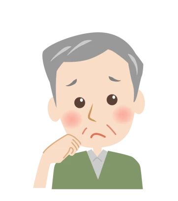 頬杖をついて考えているおじいさんの顔のイラスト