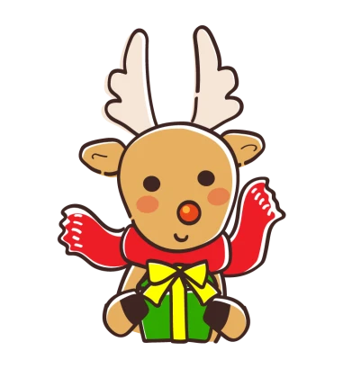 プレゼントを持ったトナカイのイラスト
