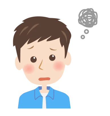 思い悩む男性の顔のイラスト