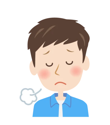 悩んでいる男性の顔イラスト