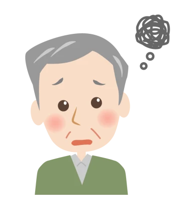 思い悩むおじいさんの顔のイラスト