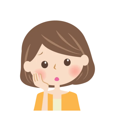 頬杖をついて考えている女性の顔のイラスト