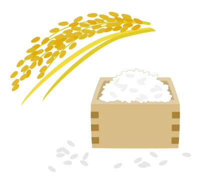 稲穂と枡に入ったお米のイラスト