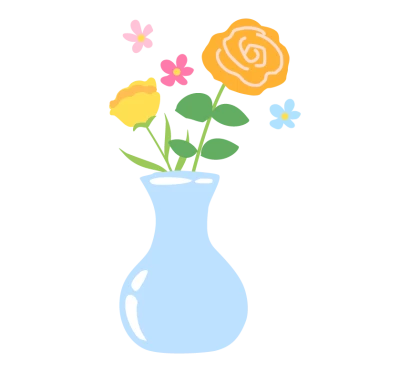 花瓶に生けたお花のイラスト